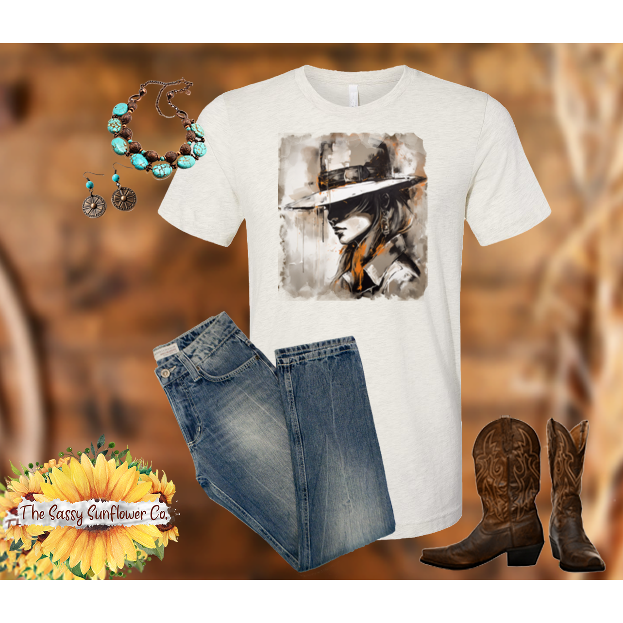 Sassy Cowgirl T Shirt-Thinking