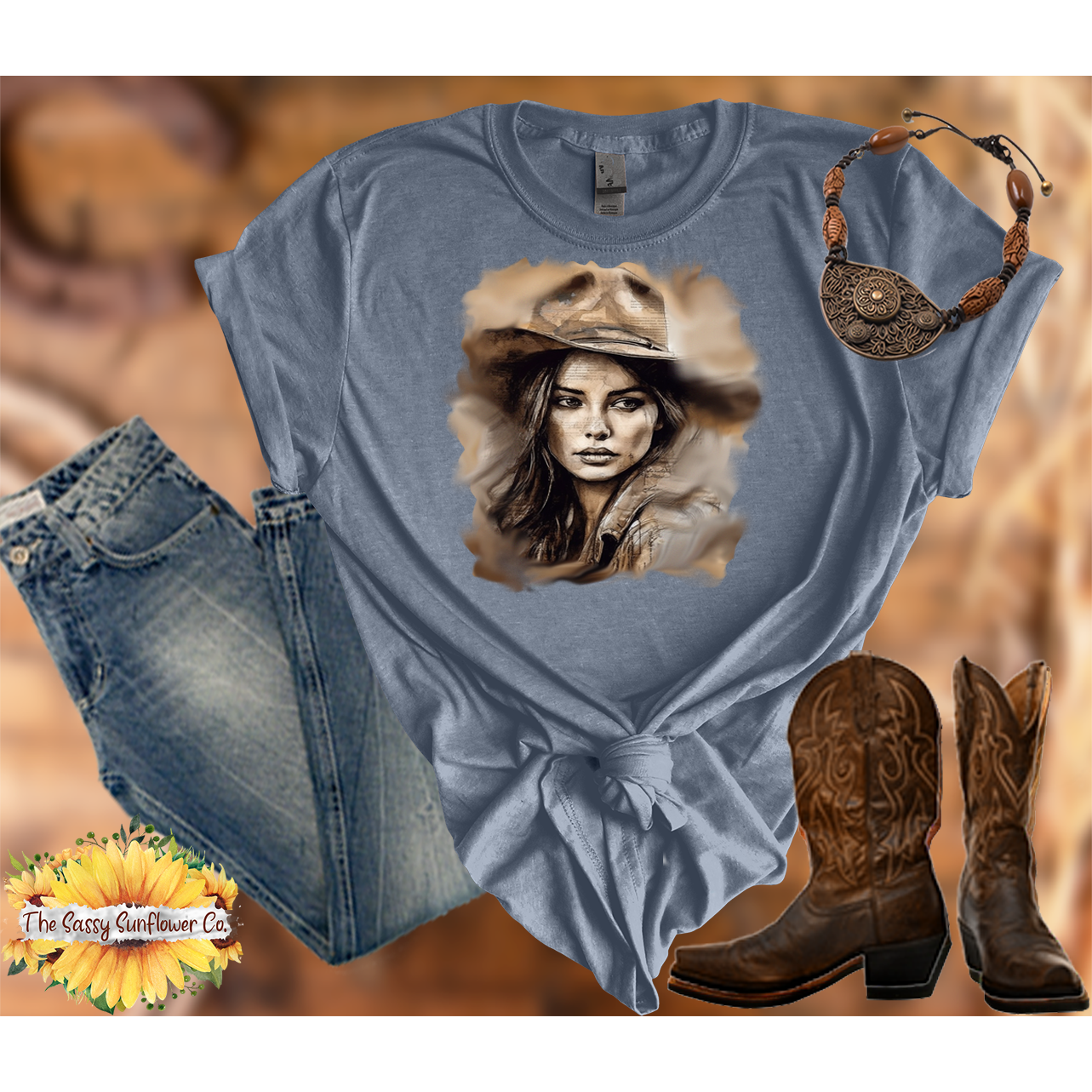 Sassy Cowgirl T Shirt-Pondering