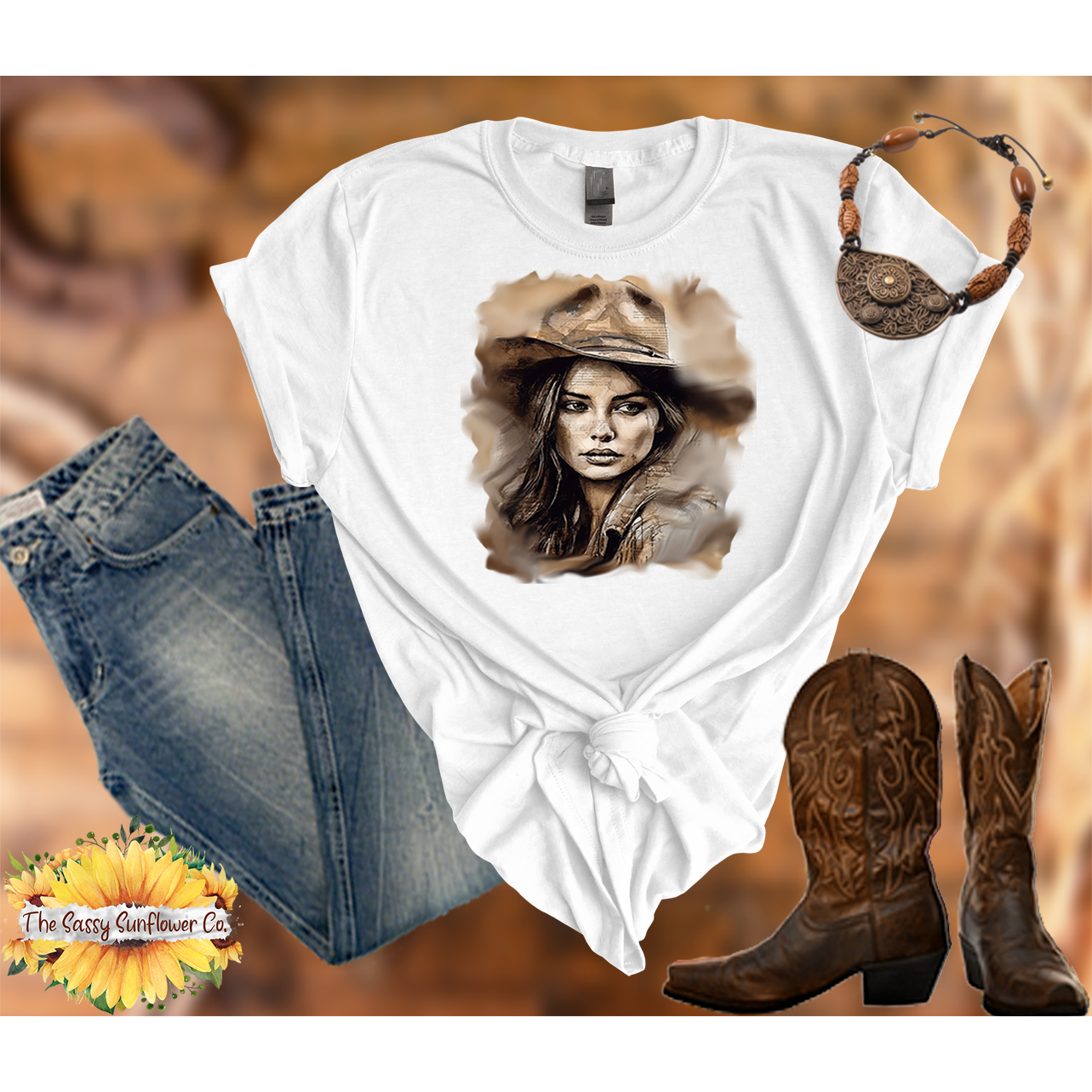 Sassy Cowgirl T Shirt-Pondering