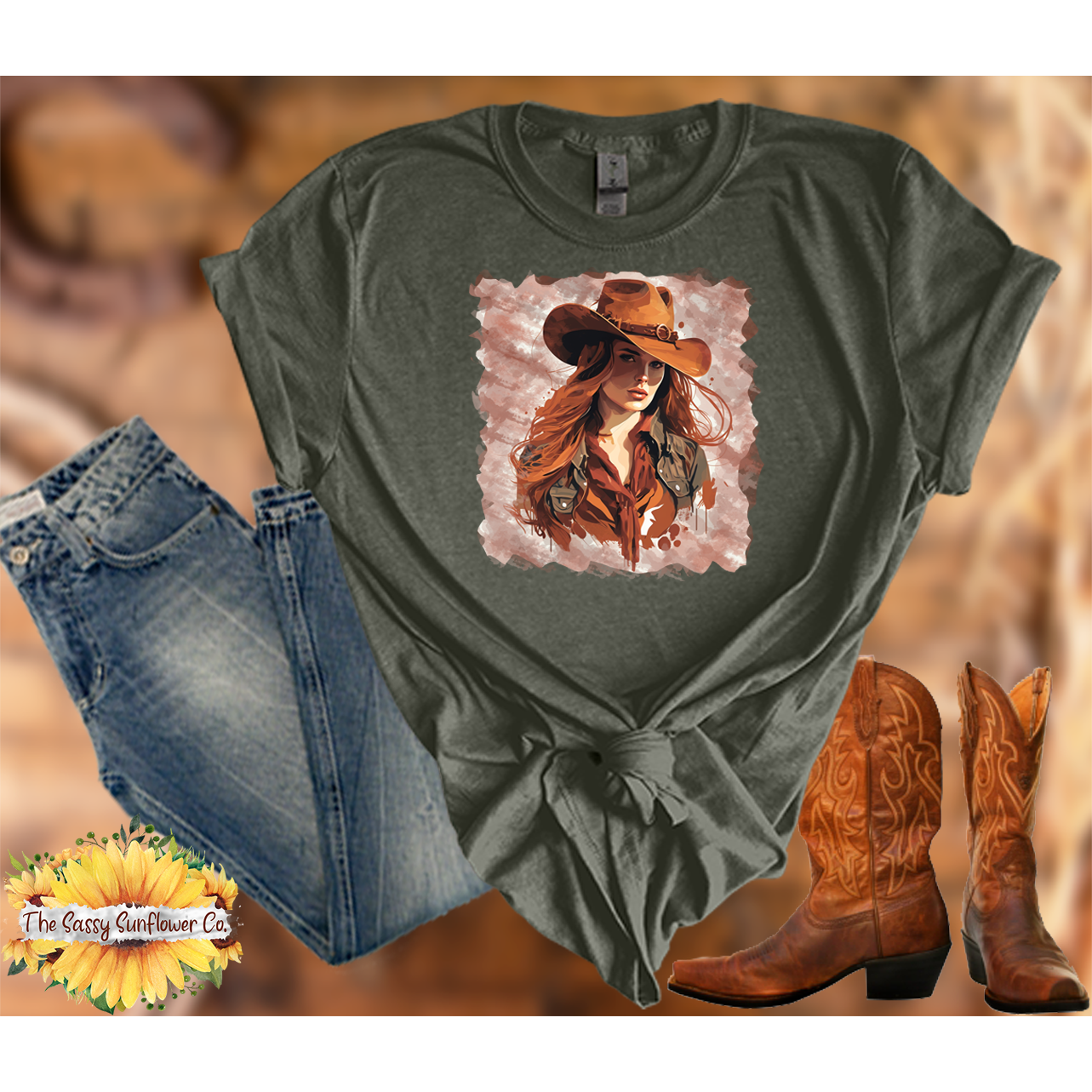 Sassy Cowgirl T Shirt -The Red Head-2