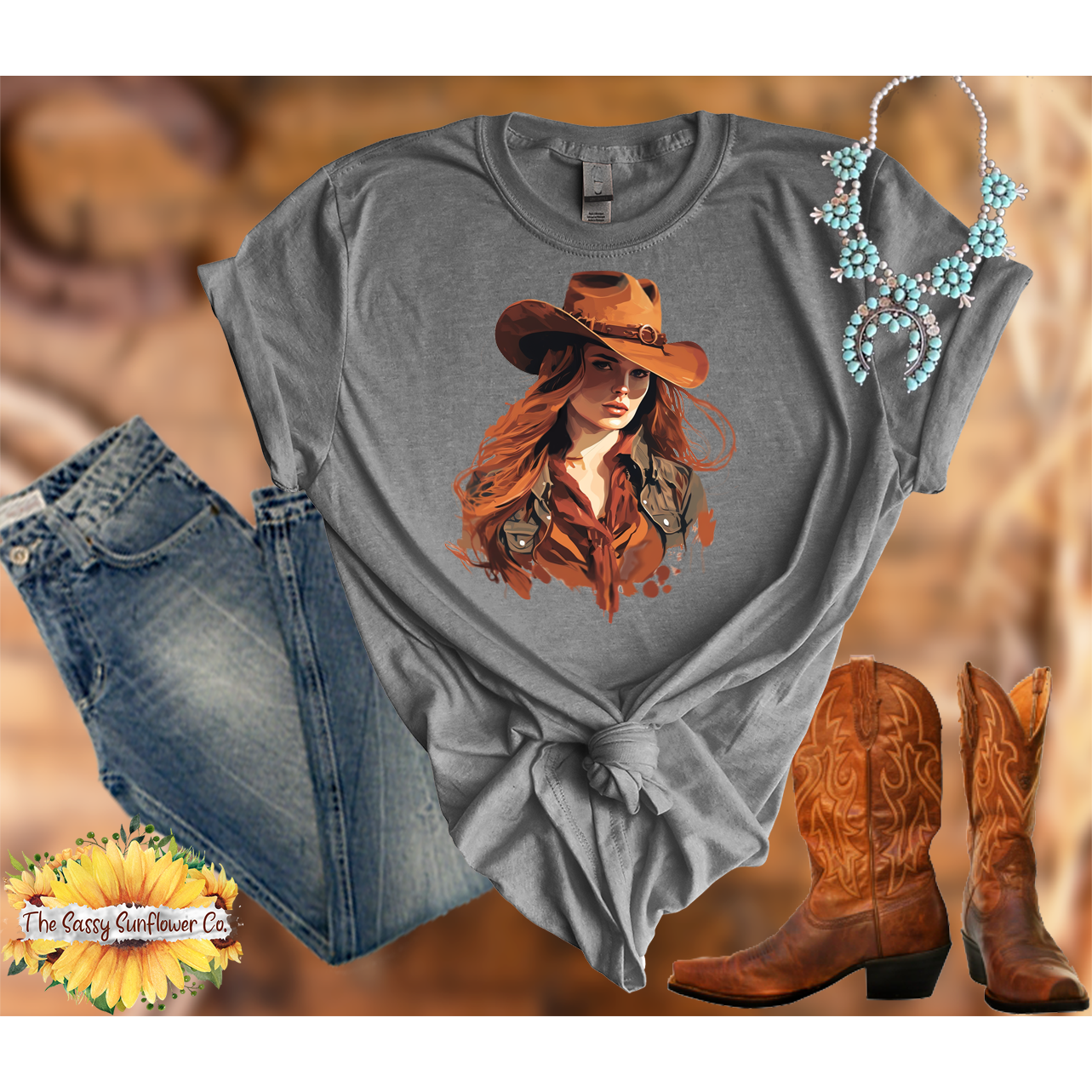 Sassy Cowgirl T Shirt -The Red Head-2