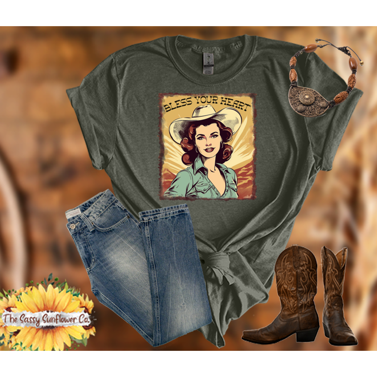 Sassy Cowgirl T Shirt-Bless Your Heart