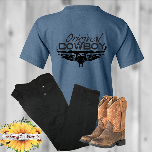 Original Cowboy Children's/Youth T Shirt (Indigo)