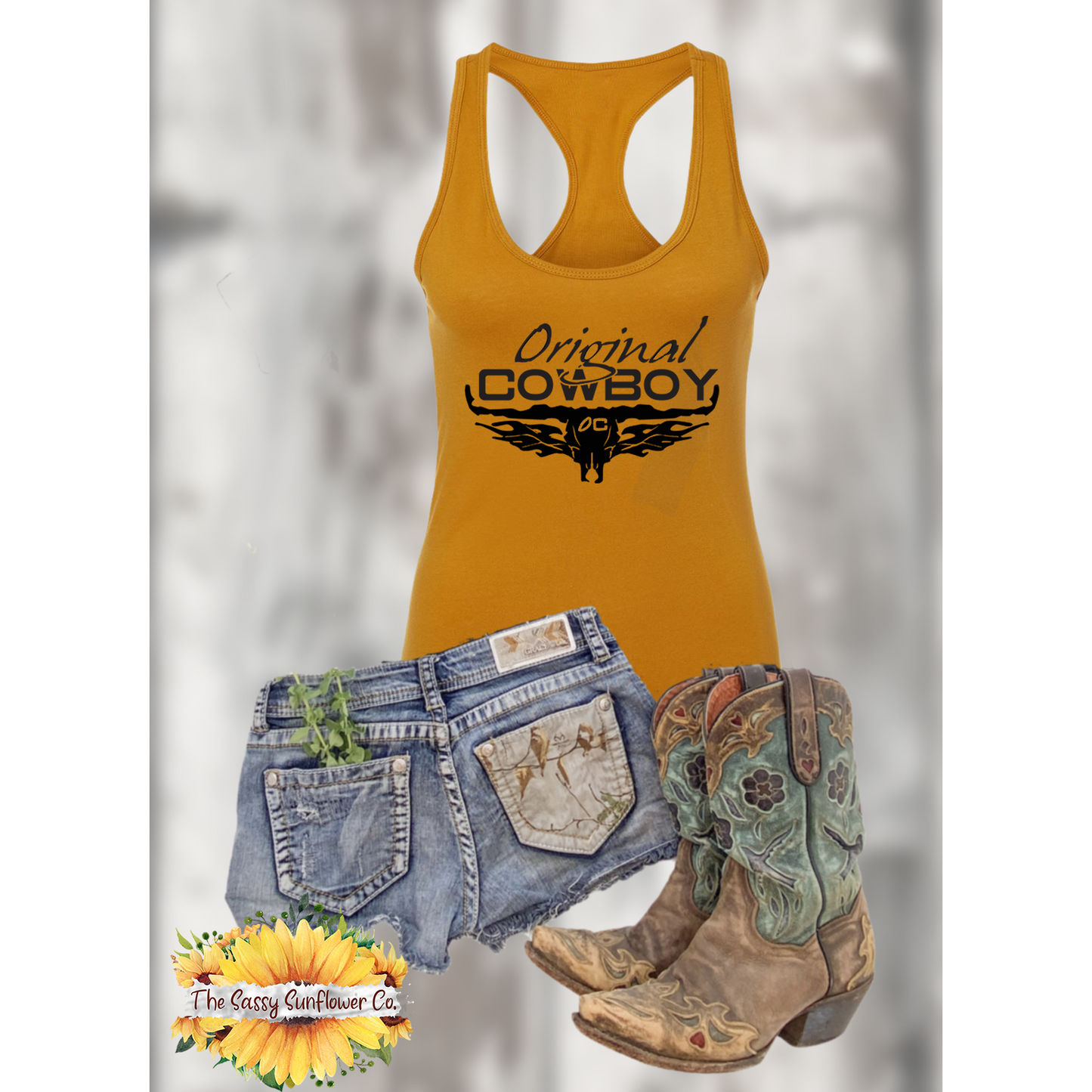 Original Cowboy Racerback Tank Top/Antique Gold