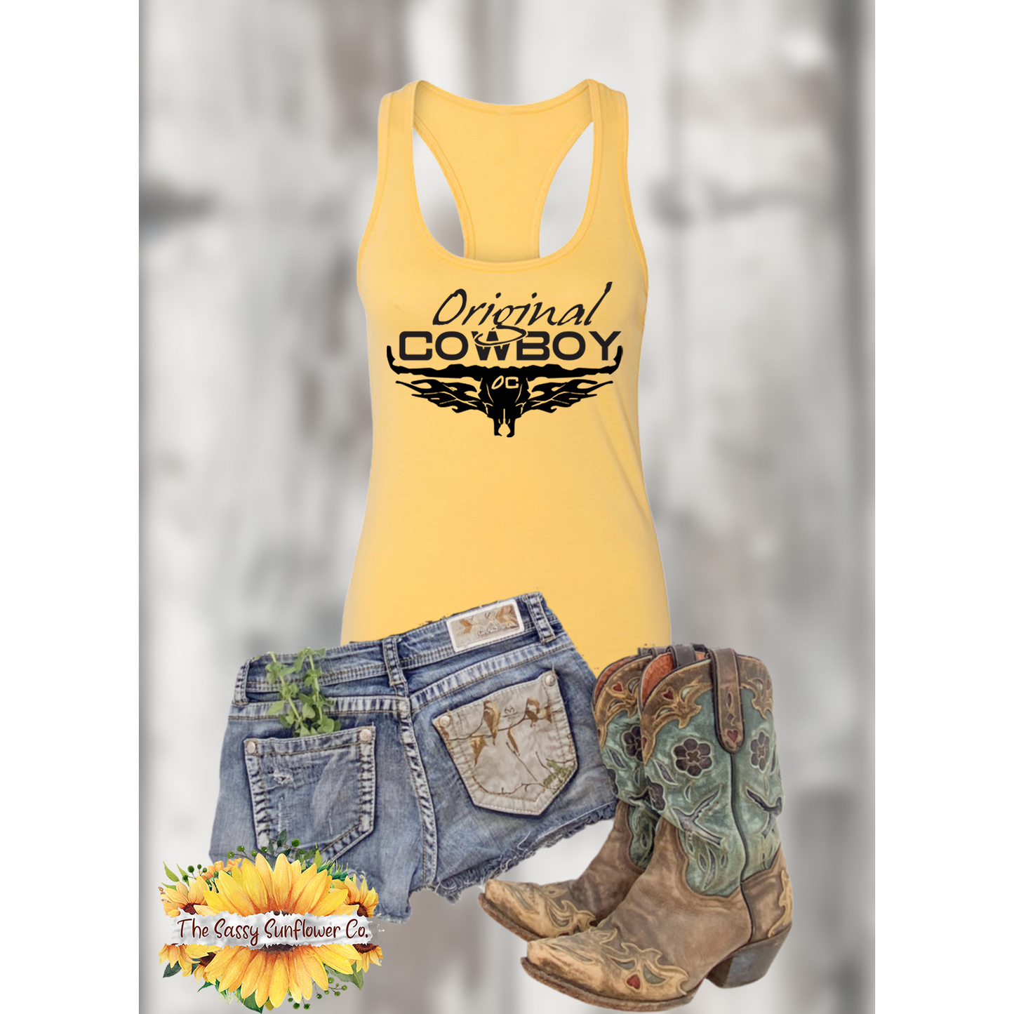 Original Cowboy Racerback Tank Top/Banana Cream