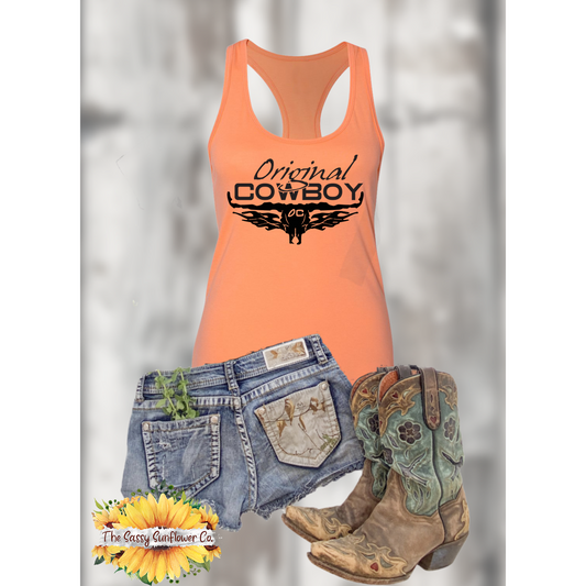 Original Cowboy Racerback Tank Top/Light Orange