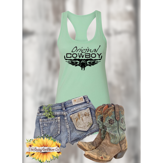 Original Cowboy Racerback Tank Top/Mint Green