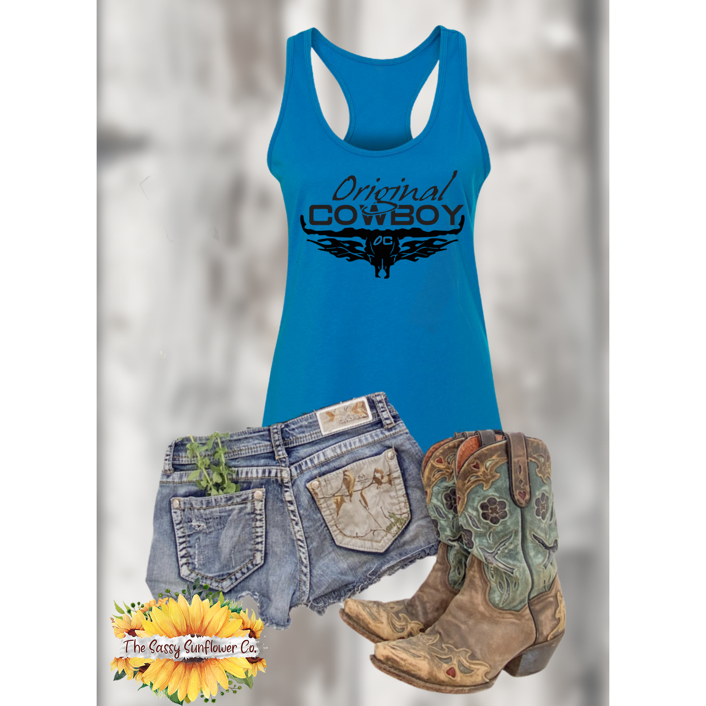 Original Cowboy Racerback Tank Top/Turquoise