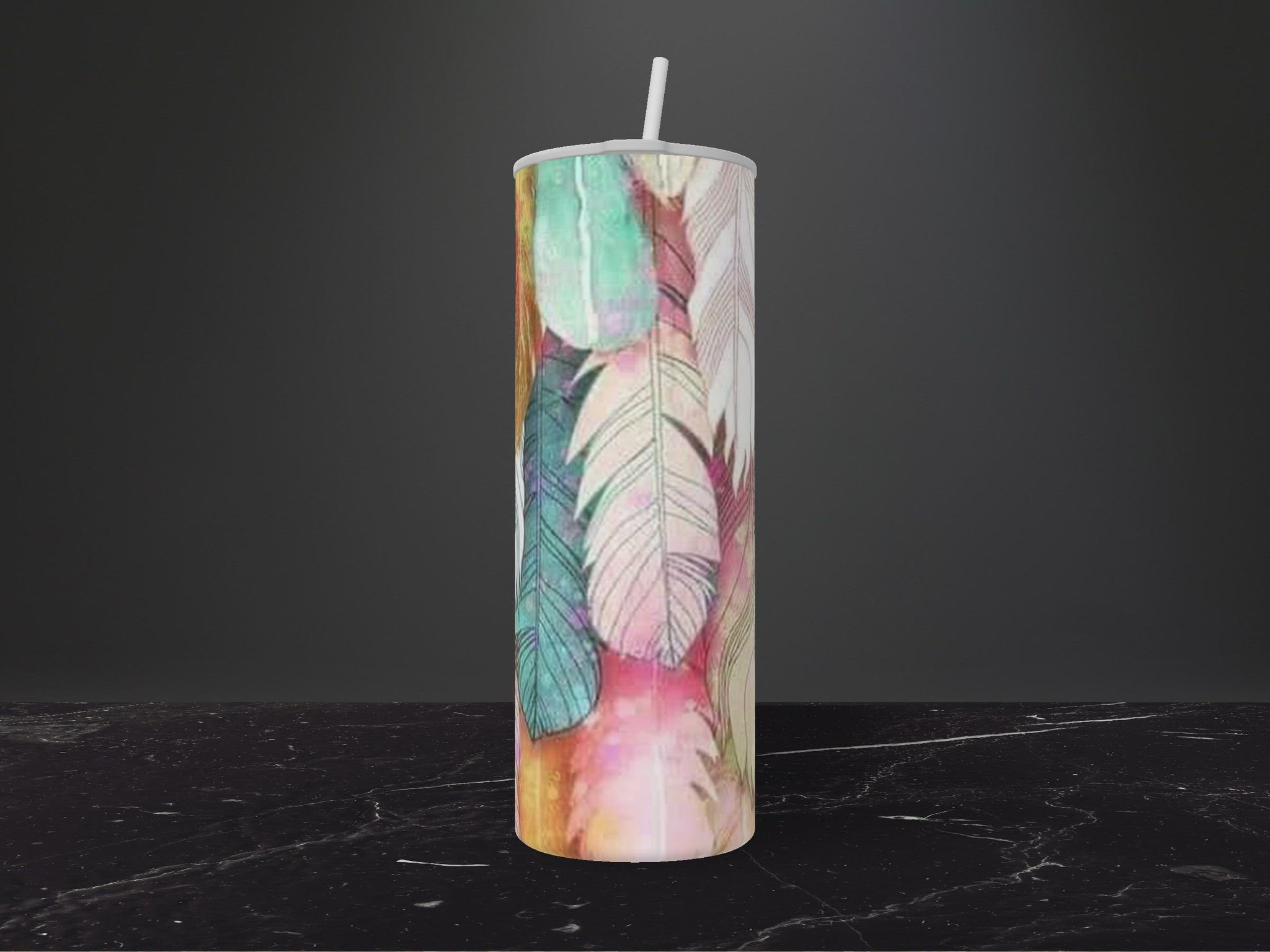 Feathers-20oz Skinny Stainless Steel Tumbler