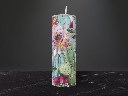 Flowering Cactcus-20oz Skinny Stainless Steel Tumbler