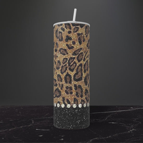 Leopard and Diamonds-20oz Skinny Stainless Steel Tumbler
