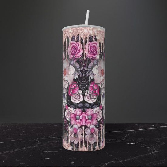 Pink Skull-20oz Skinny Stainless Steel Tumbler