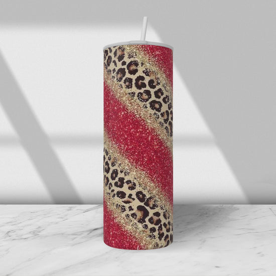 Cheetah and Glitter-20oz Skinny Stainless Steel Tumbler