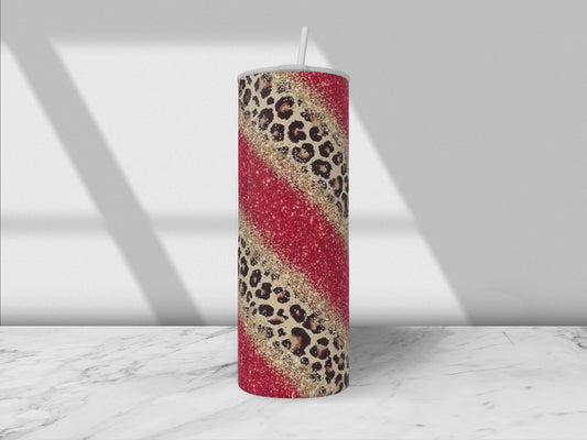 Cheetah and Glitter-20oz Skinny Stainless Steel Tumbler