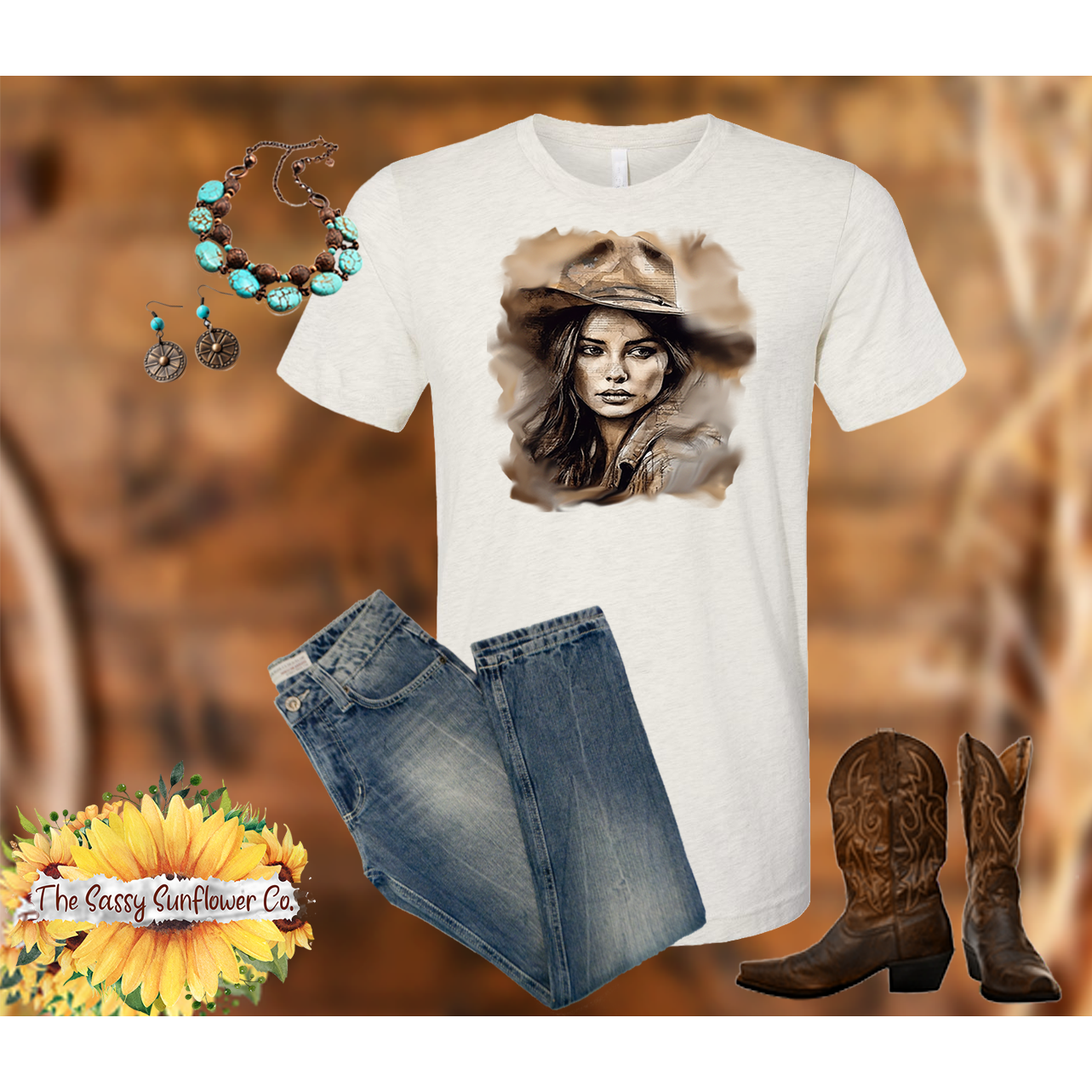 Sassy Cowgirl T Shirt-Pondering