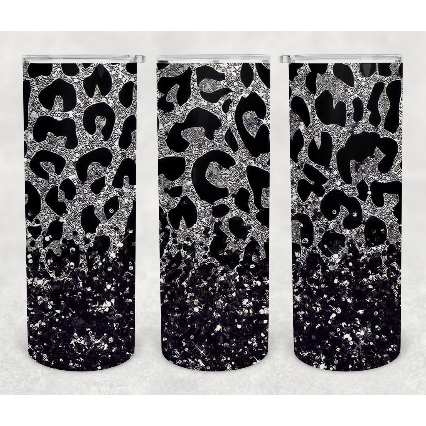 Black Leopard Glitter-20oz Stainless Steel Tumbler