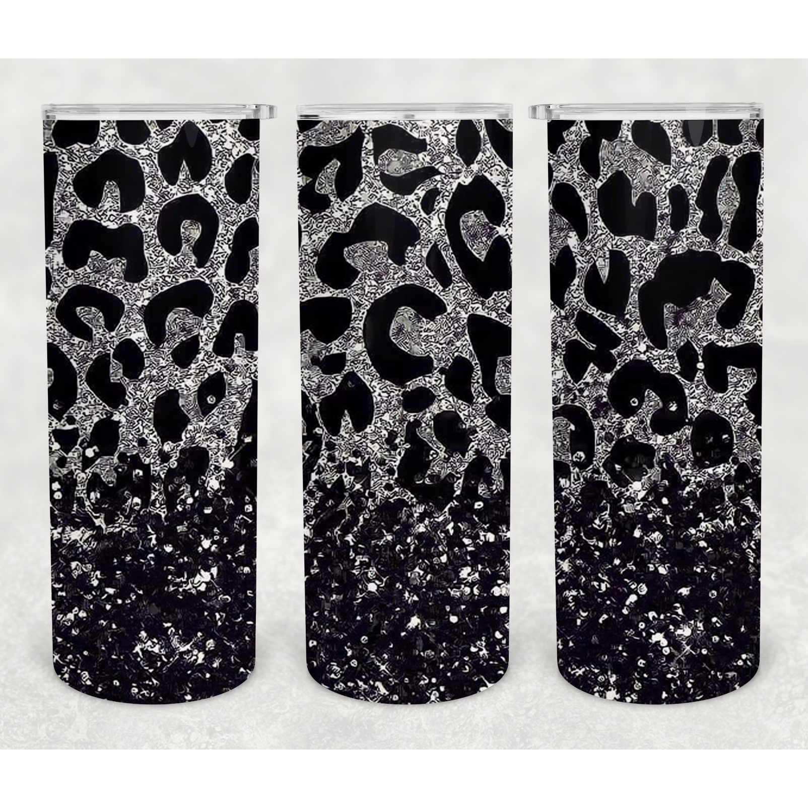 Black Leopard Glitter-20oz Stainless Steel Tumbler