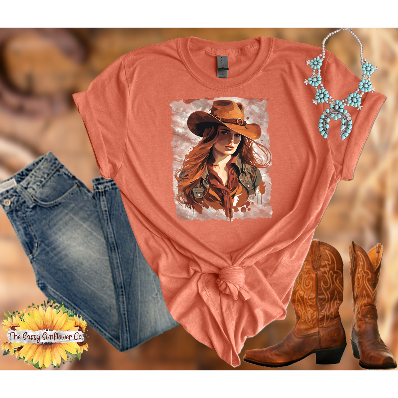 Sassy Cowgirl T Shirt -The Red Head-2