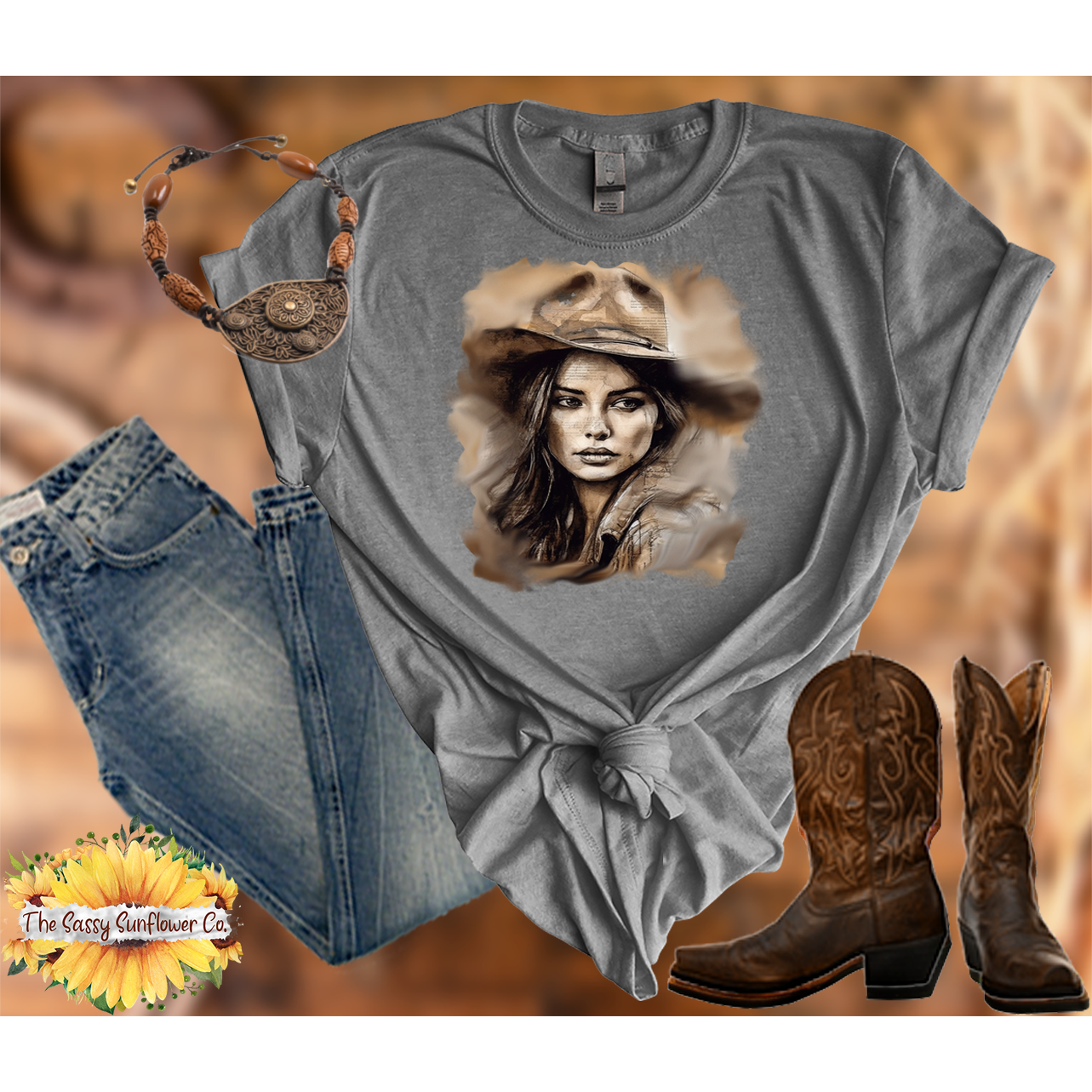 Sassy Cowgirl T Shirt-Pondering