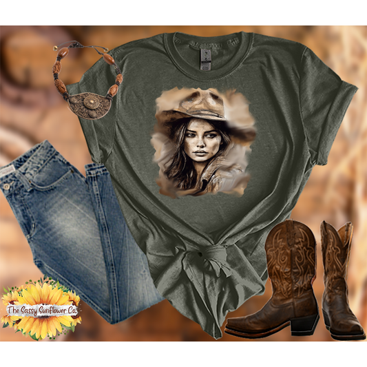 Sassy Cowgirl T Shirt-Pondering