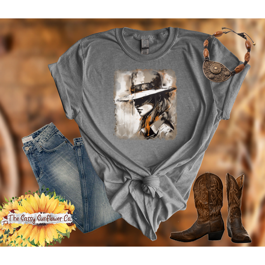 Sassy Cowgirl T Shirt-Thinking