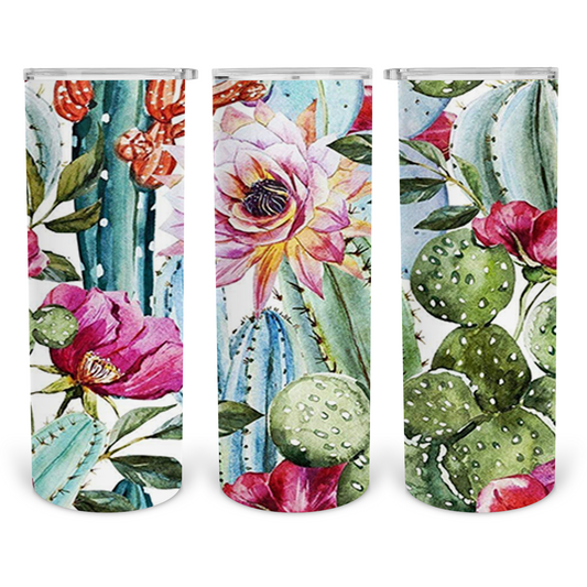 Flowering Cactcus-20oz Skinny Stainless Steel Tumbler