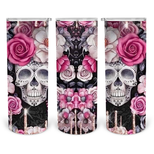 Pink Skull-20oz Skinny Stainless Steel Tumbler