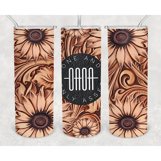 OAOA Tumbler-Leather and Sunflower