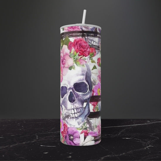 Products Flowers N Skeltons-20oz Skinny Stainless Steel Tumbler