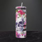 Products Flowers N Skeltons-20oz Skinny Stainless Steel Tumbler