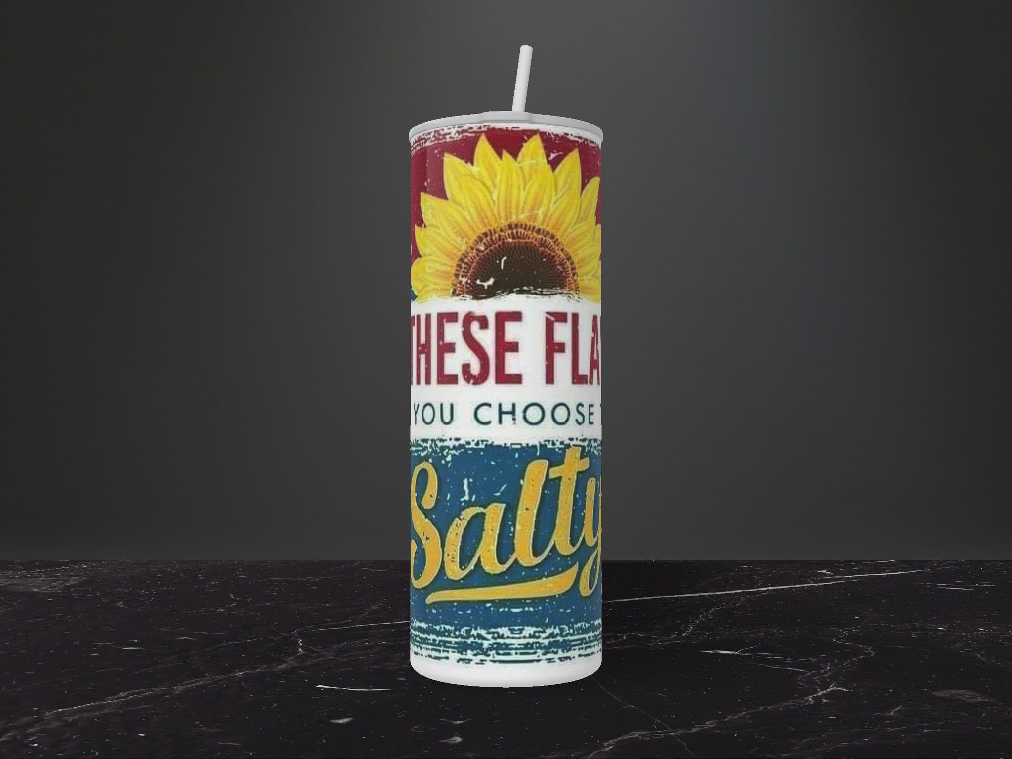 Salty Sunflower-20oz Skinny Stainless Steel Tumbler