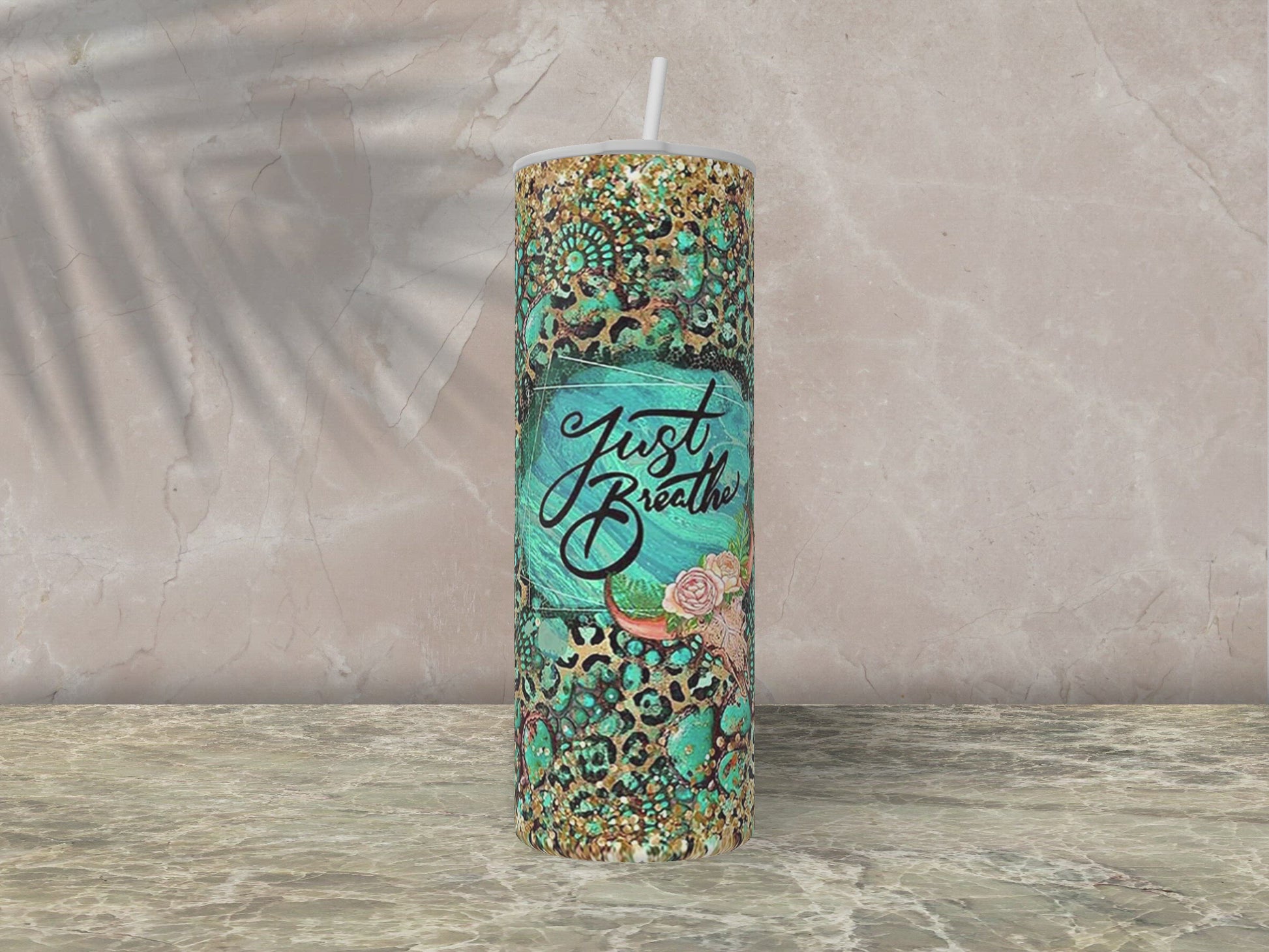 Just Breathe-20oz Skinny Stainless Steel Tumbler